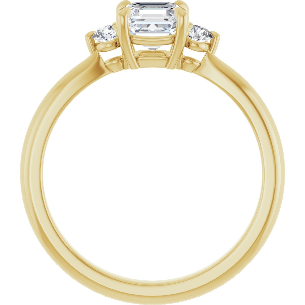 Asscher Three-Stone Engagement Ring Semi-Mount - gallery - Series 123886