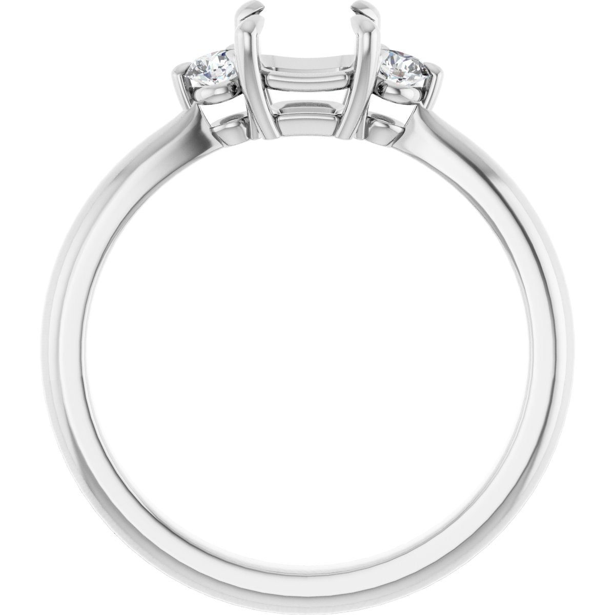 Asscher Three-Stone Engagement Ring Semi-Mount - gallery - Series 123886