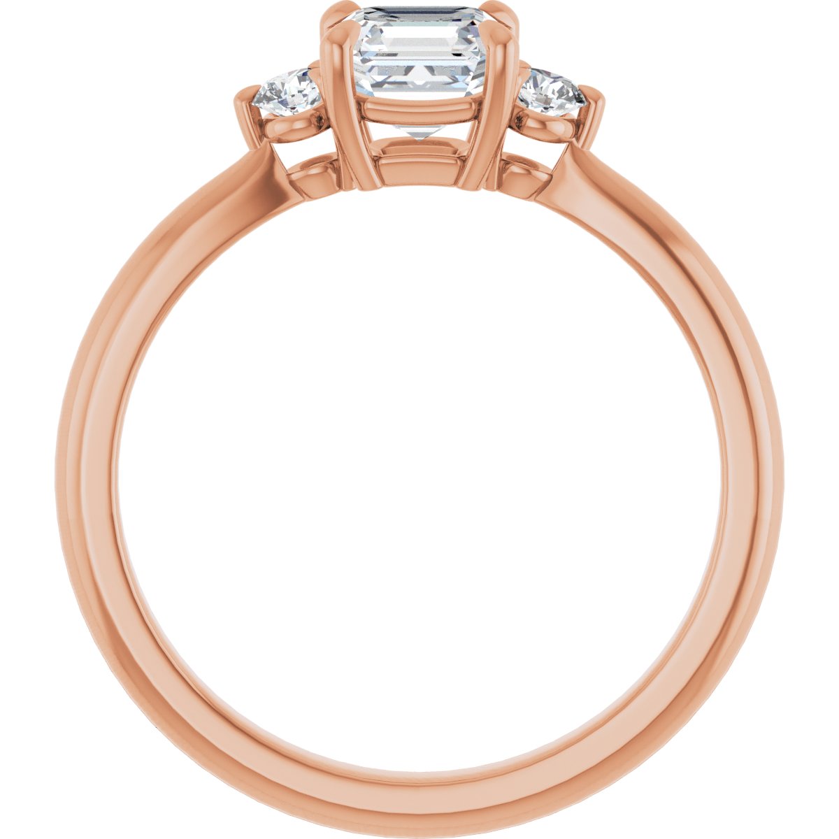 Asscher Three-Stone Engagement Ring Semi-Mount - gallery - Series 123886