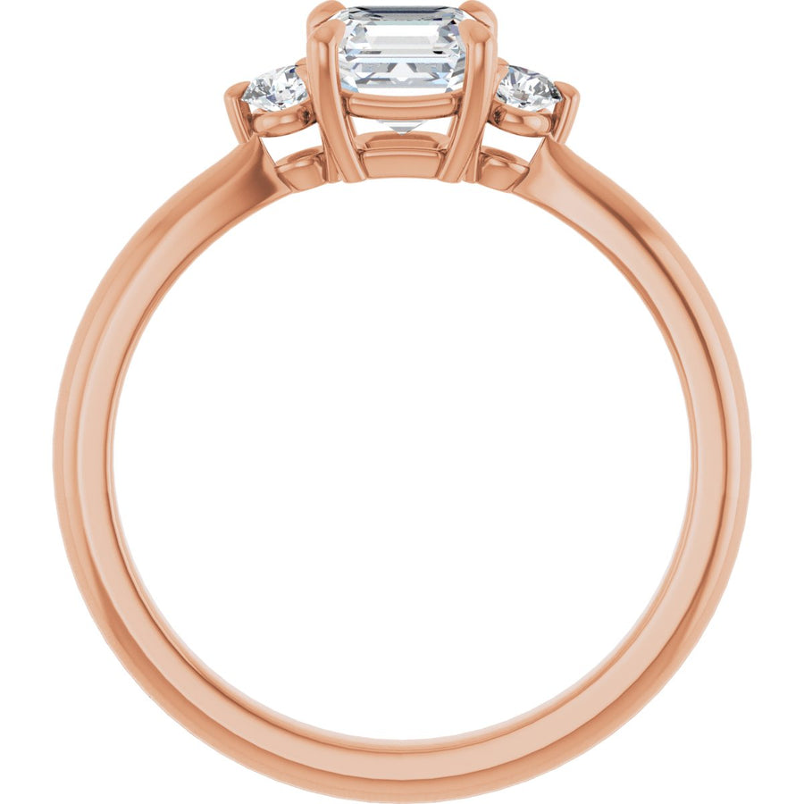 Asscher Three-Stone Engagement Ring Semi-Mount - gallery - Series 123886