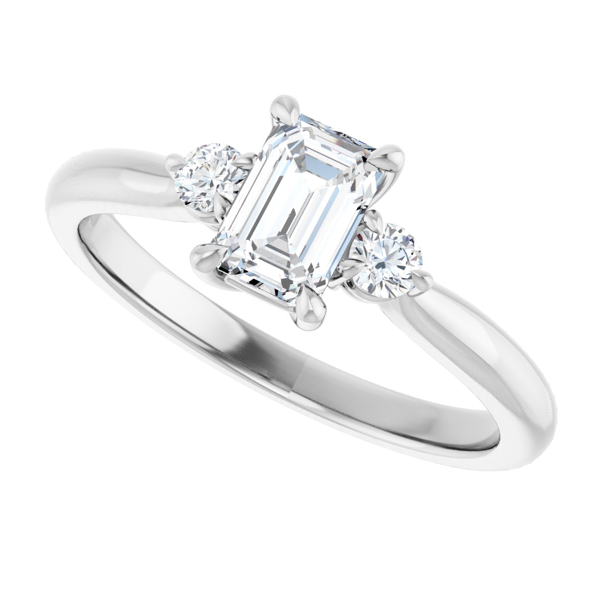 Emerald Three-Stone Engagement Ring Semi-Mount - gallery - Series 123886