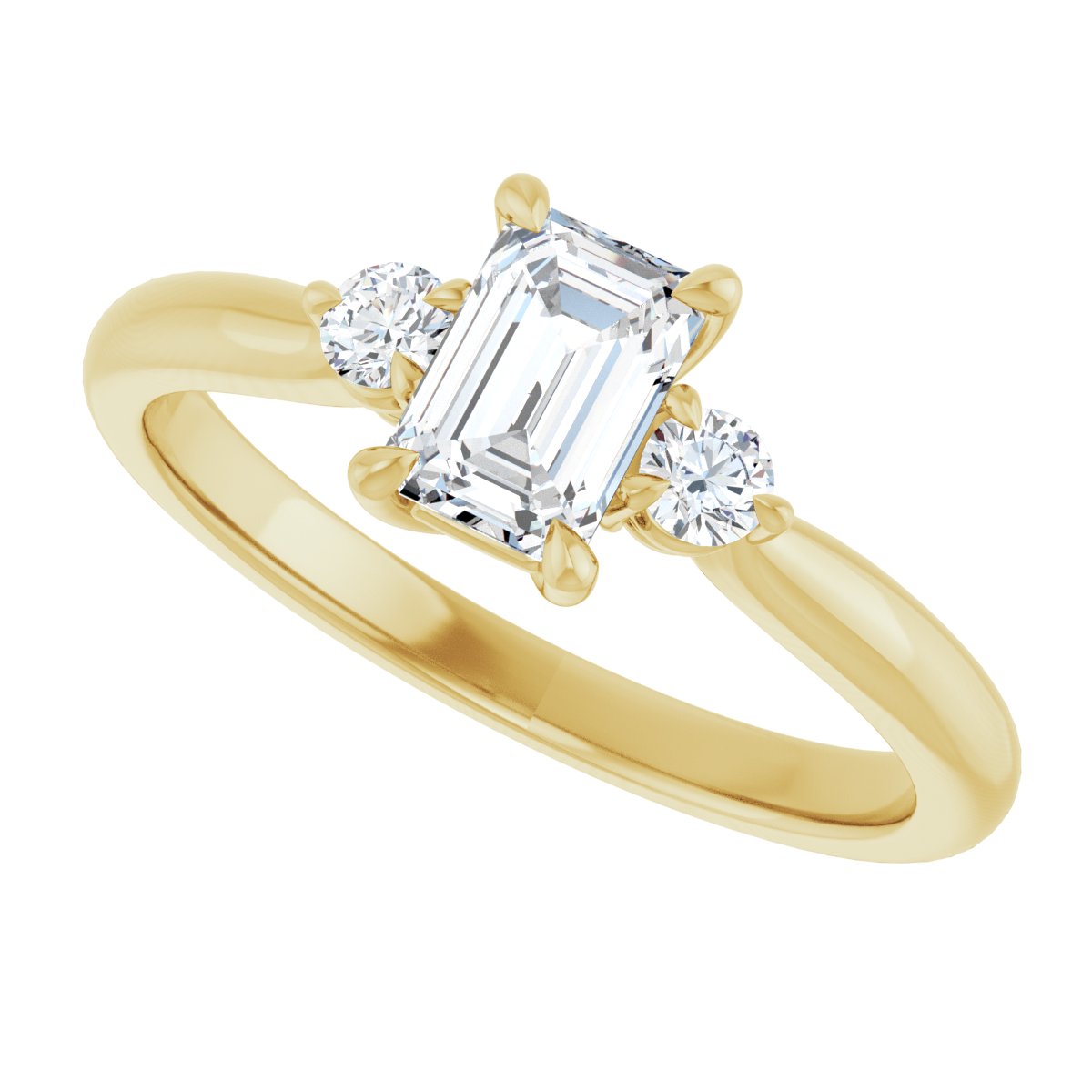 Emerald Three-Stone Engagement Ring Semi-Mount - gallery - Series 123886