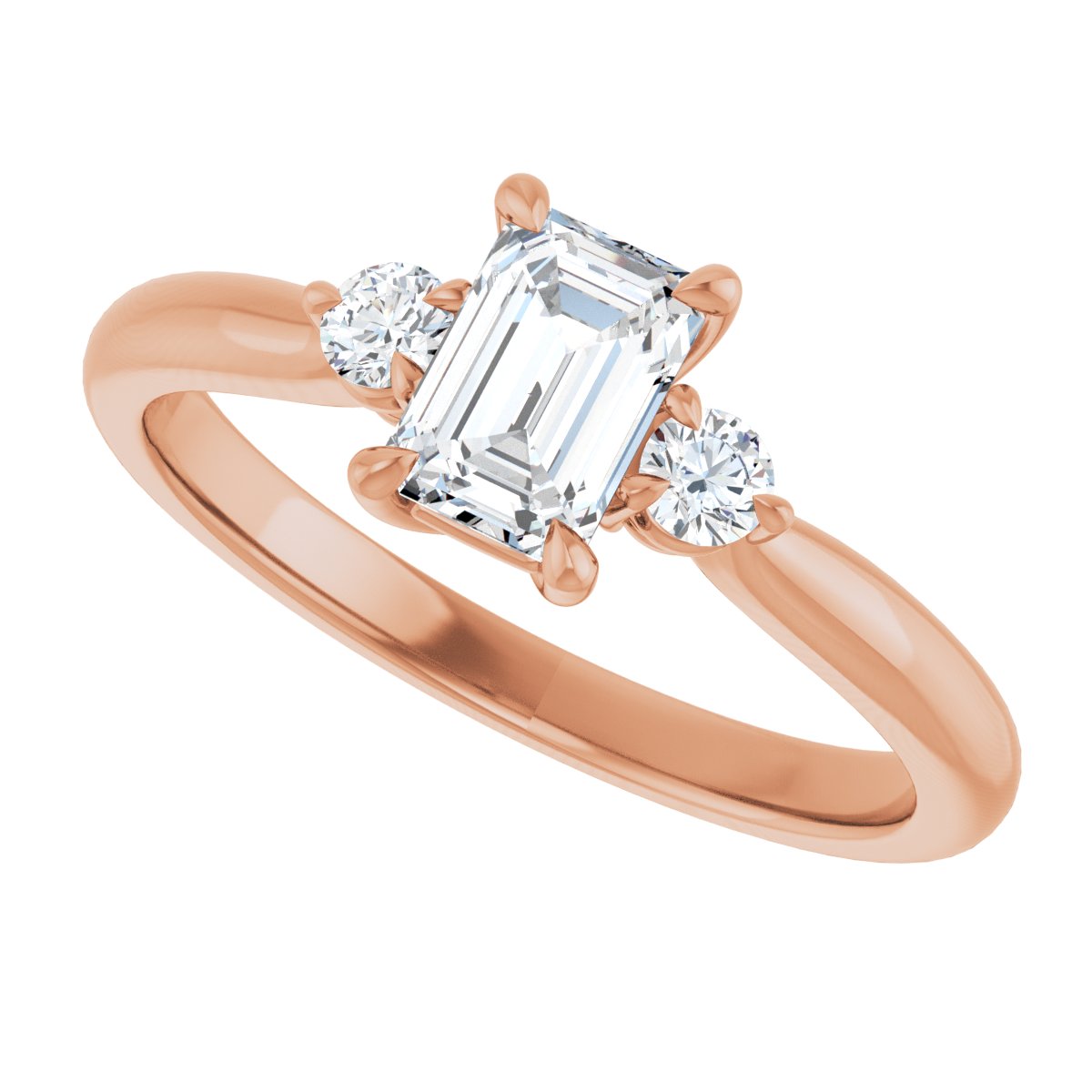 Emerald Three-Stone Engagement Ring Semi-Mount - gallery - Series 123886