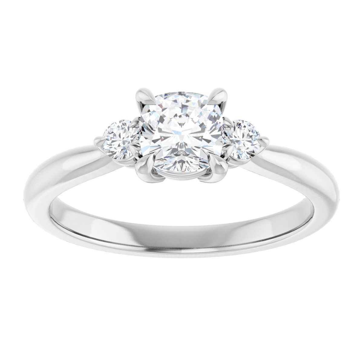 Cushion Three-Stone Engagement Ring Semi-Mount - gallery - Series 123886