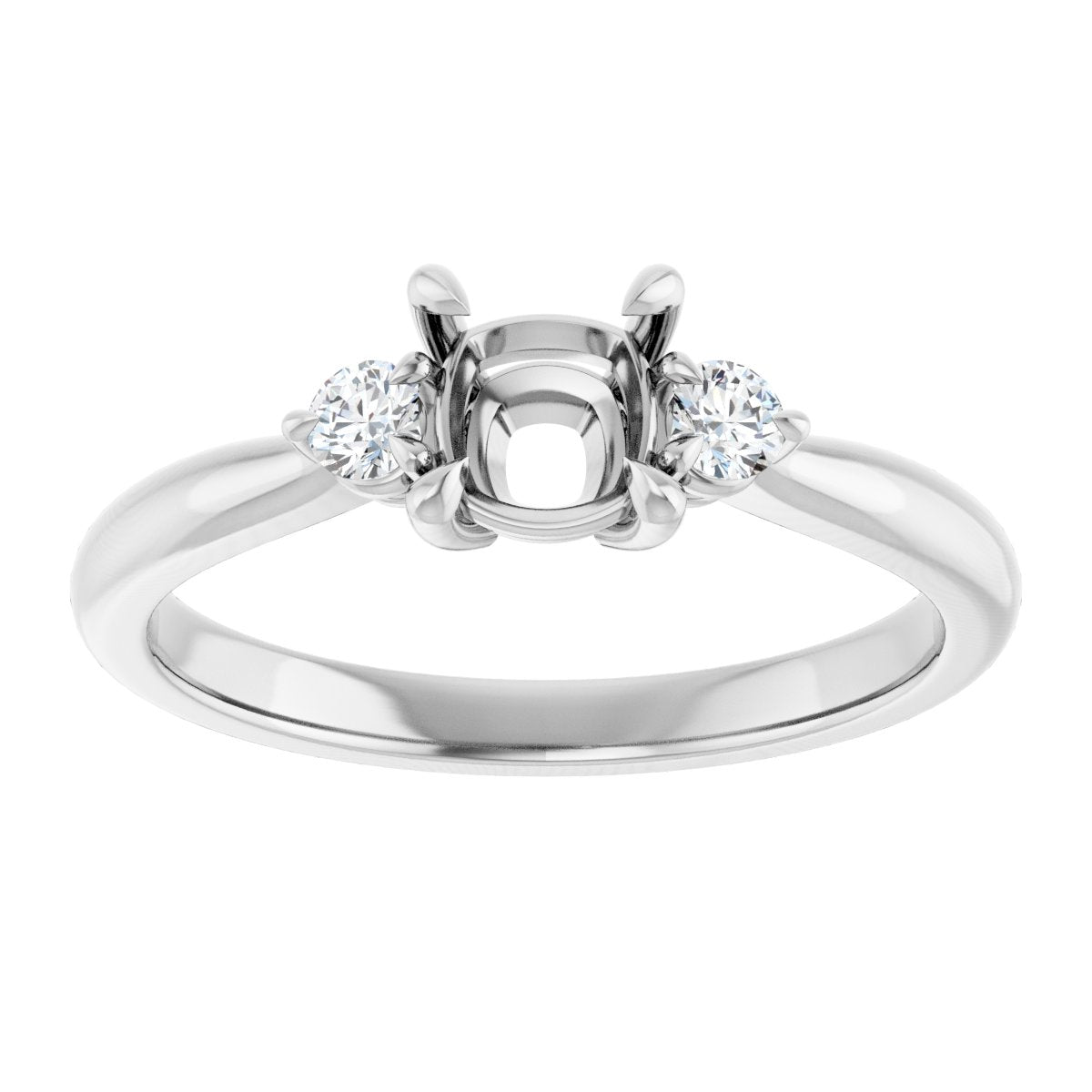 Cushion Three-Stone Engagement Ring Semi-Mount - gallery - Series 123886