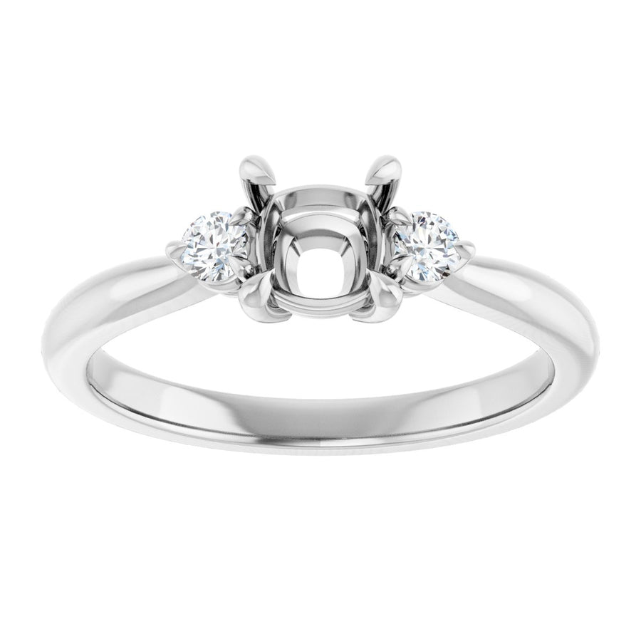Cushion Three-Stone Engagement Ring Semi-Mount - gallery - Series 123886