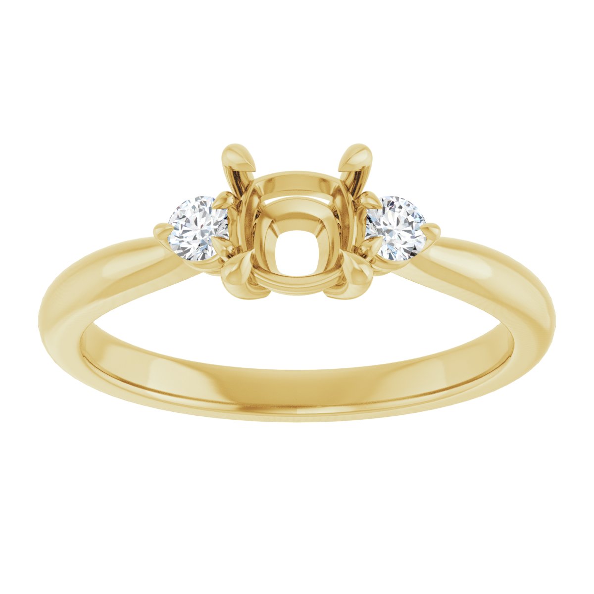 Cushion Three-Stone Engagement Ring Semi-Mount - gallery - Series 123886