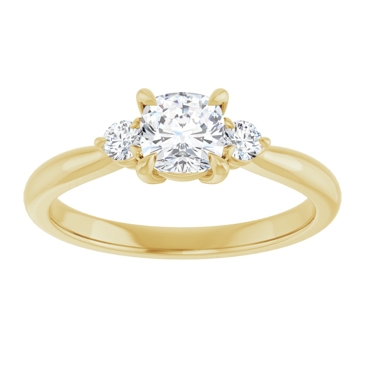 Cushion Three-Stone Engagement Ring Semi-Mount - gallery - Series 123886