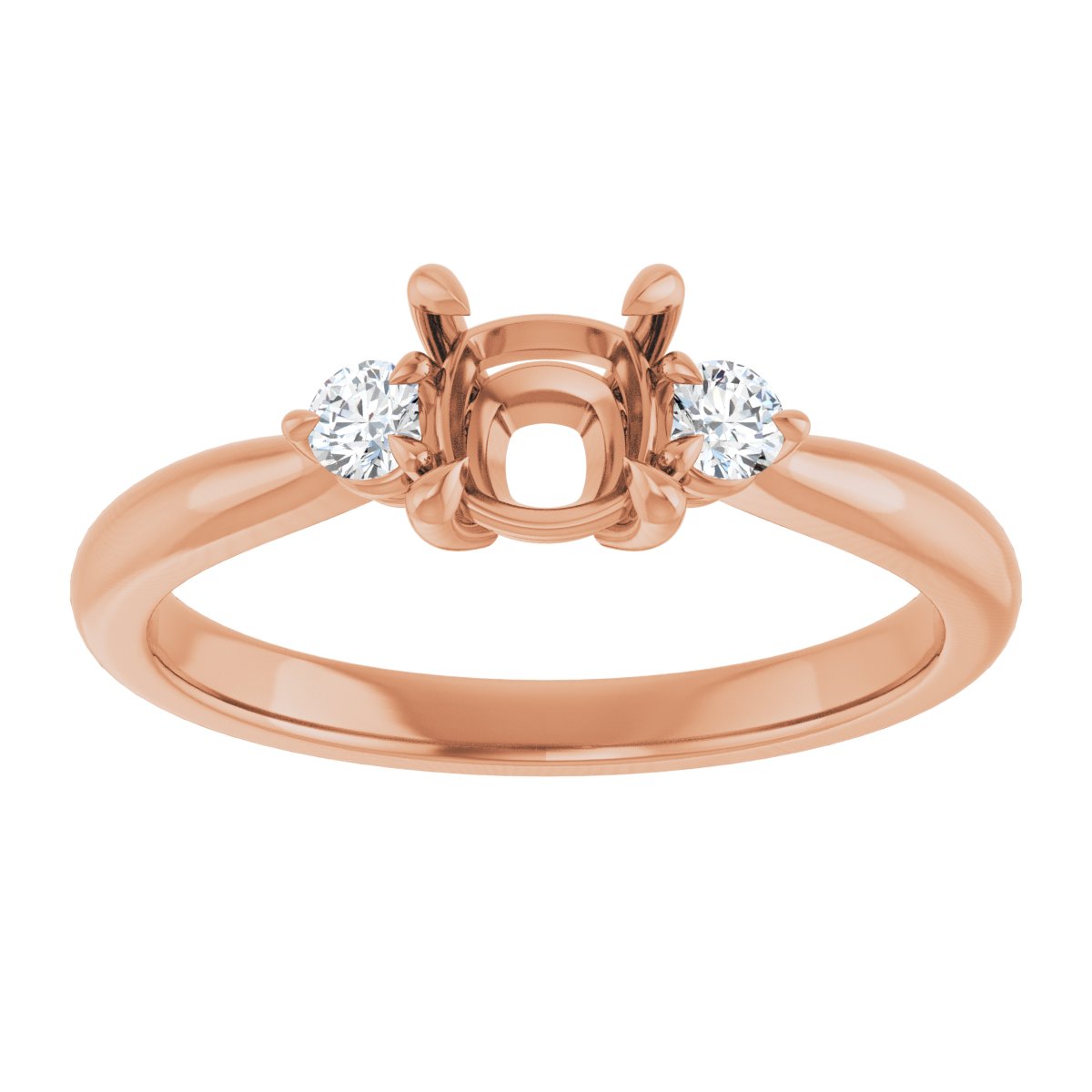 Cushion Three-Stone Engagement Ring Semi-Mount - gallery - Series 123886