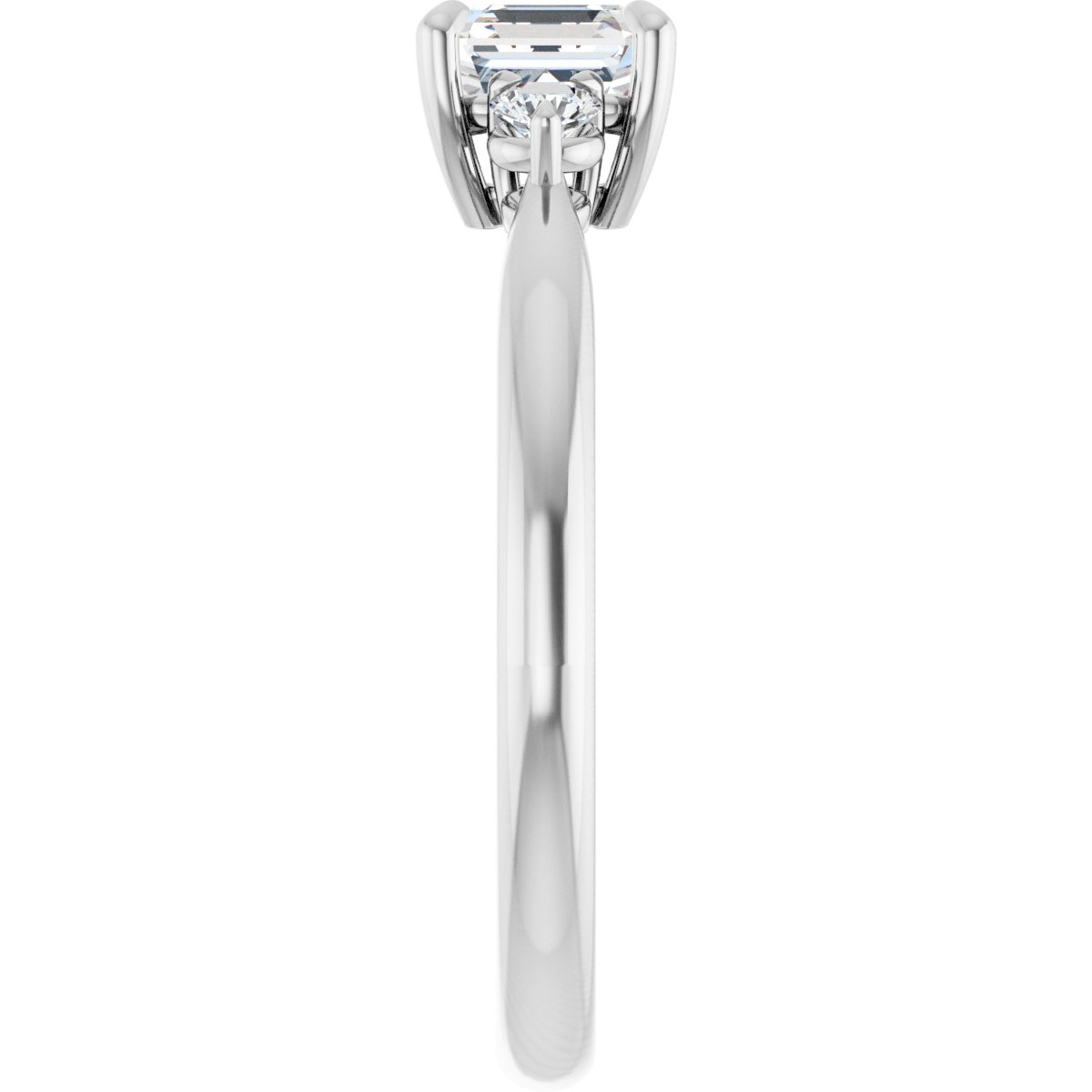 Asscher Three-Stone Engagement Ring Semi-Mount - gallery - Series 123886