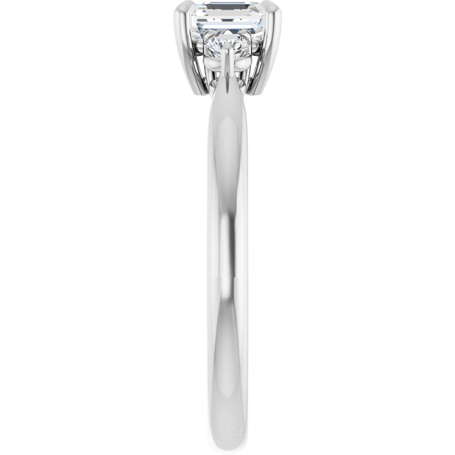 Asscher Three-Stone Engagement Ring Semi-Mount - gallery - Series 123886