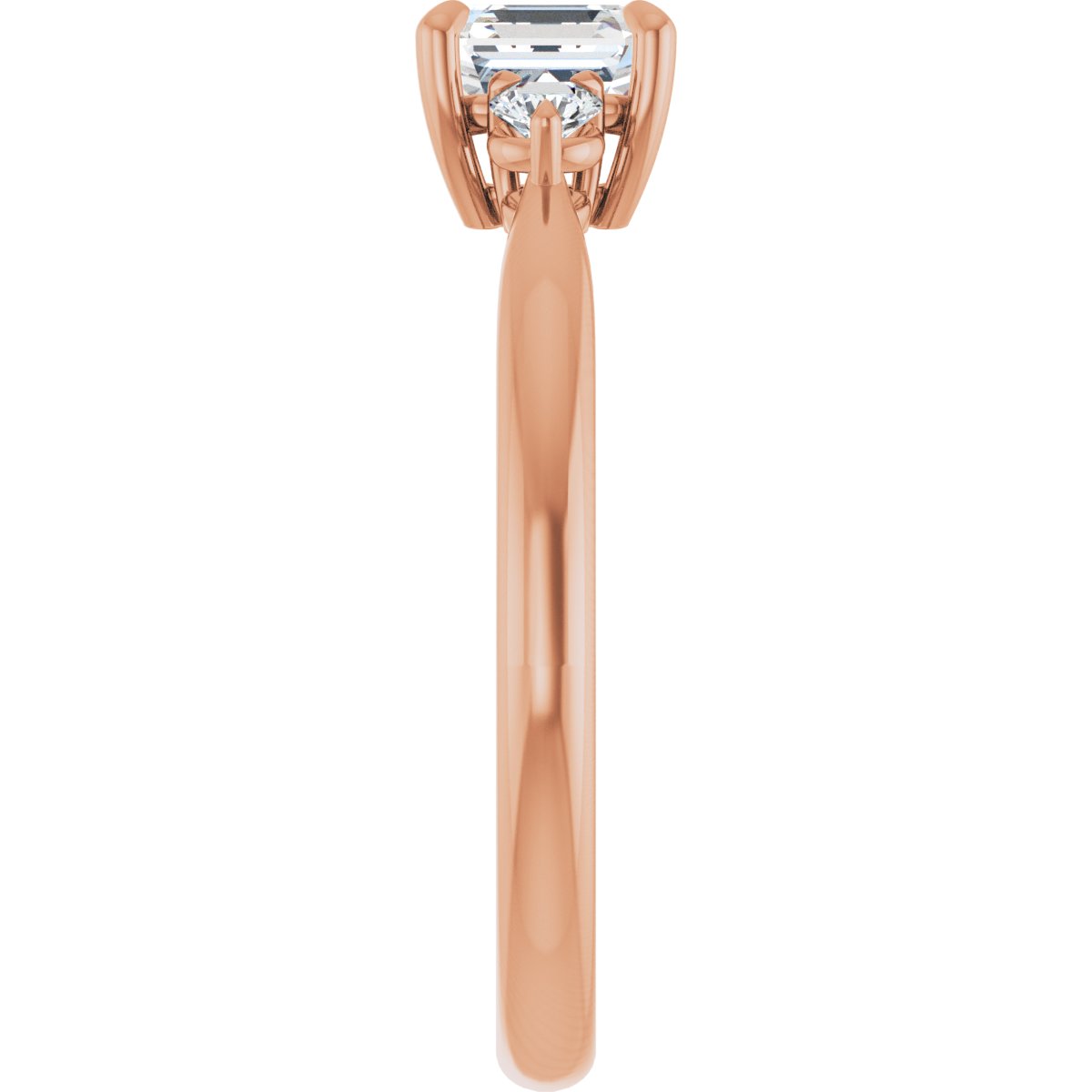 Asscher Three-Stone Engagement Ring Semi-Mount - gallery - Series 123886