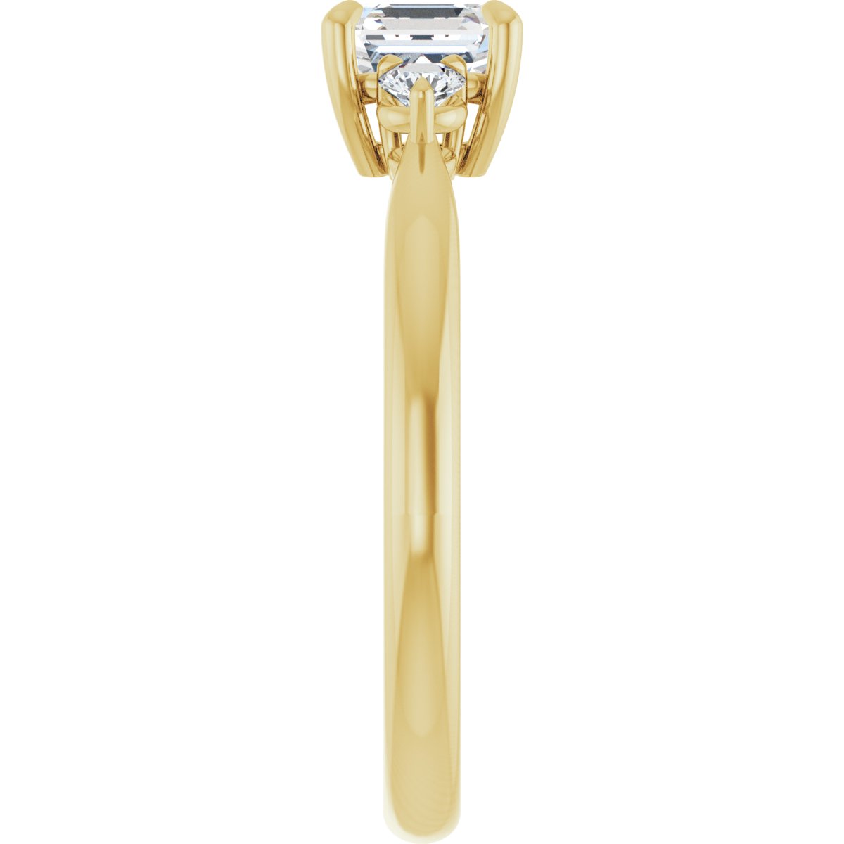 Asscher Three-Stone Engagement Ring Semi-Mount - gallery - Series 123886
