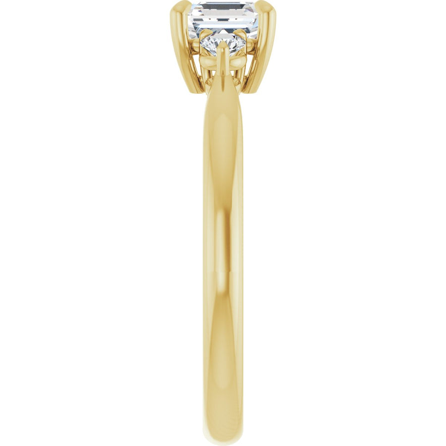 Asscher Three-Stone Engagement Ring Semi-Mount - gallery - Series 123886