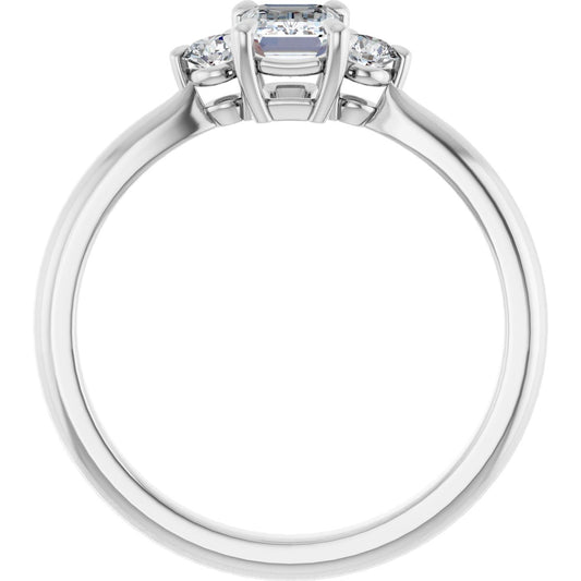 Emerald Three-Stone Engagement Ring Semi-Mount - gallery - Series 123886