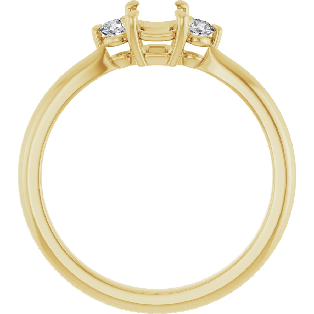 Emerald Three-Stone Engagement Ring Semi-Mount - gallery - Series 123886