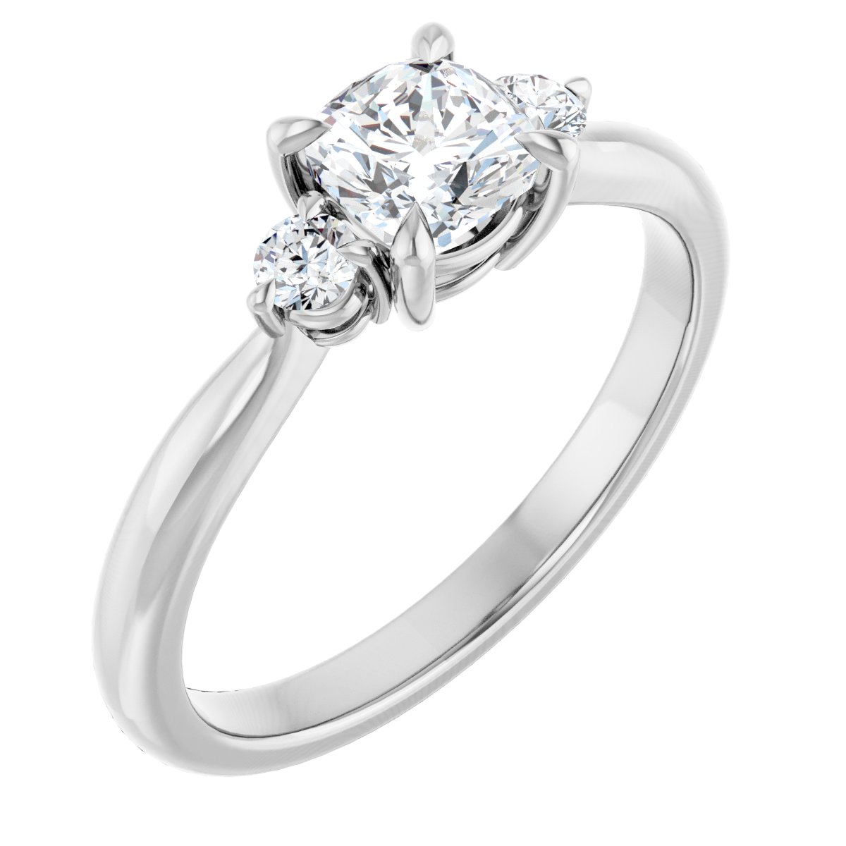 Natural Diamond Cushion Three-Stone Engagement Ring Semi-Mount - Platinum - Series 123886