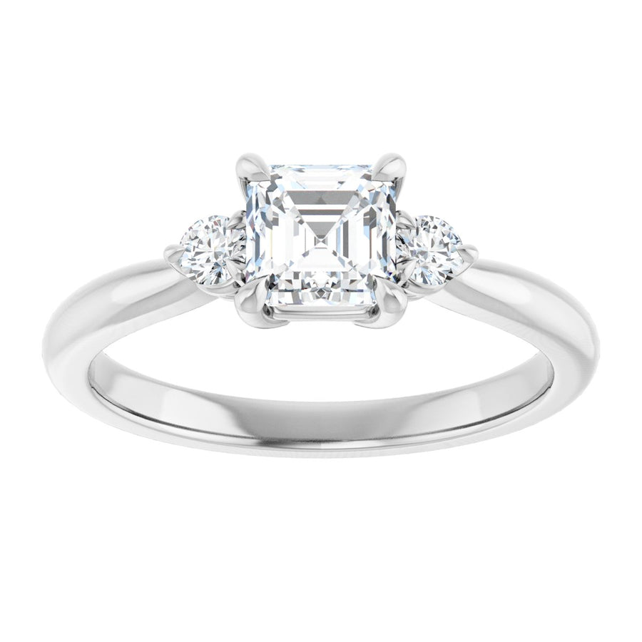 Asscher Three-Stone Engagement Ring Semi-Mount - gallery - Series 123886