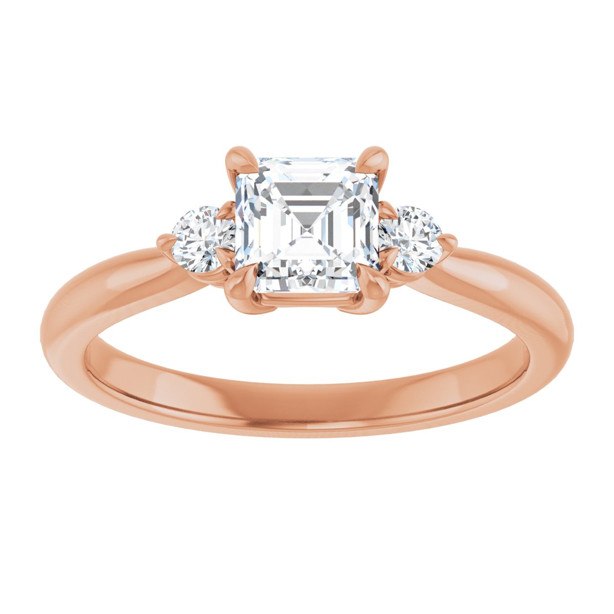 Asscher Three-Stone Engagement Ring Semi-Mount - gallery - Series 123886
