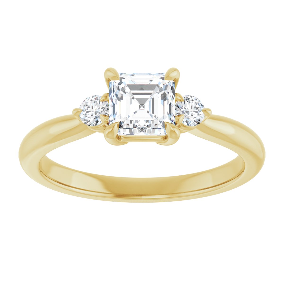 Asscher Three-Stone Engagement Ring Semi-Mount - gallery - Series 123886