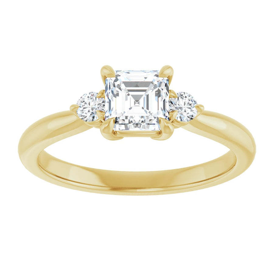 Asscher Three-Stone Engagement Ring Semi-Mount - gallery - Series 123886