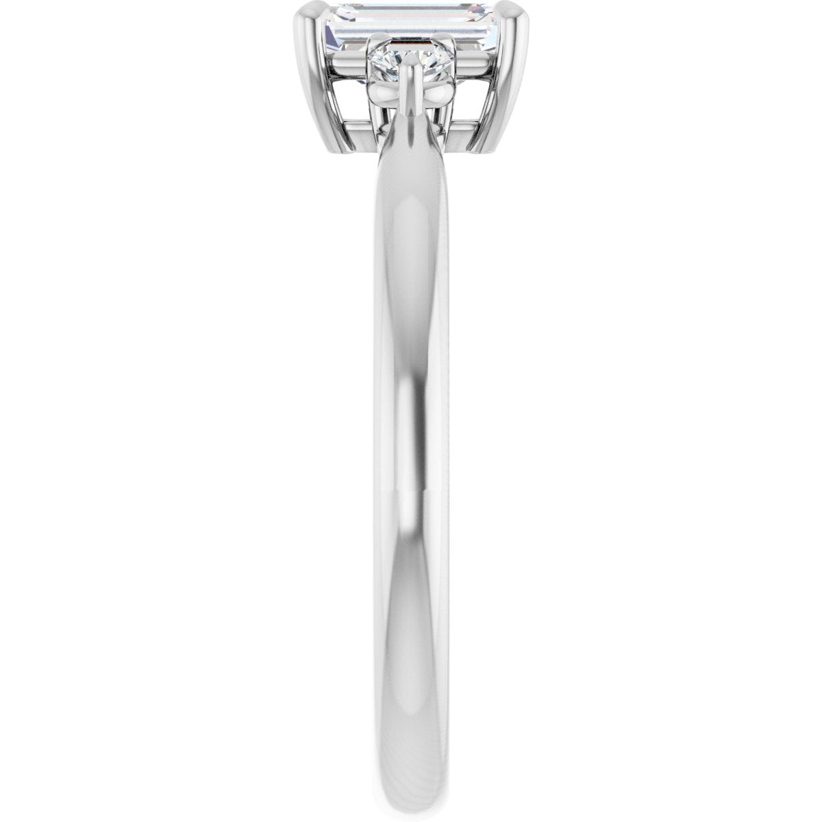 Emerald Three-Stone Engagement Ring Semi-Mount - gallery - Series 123886