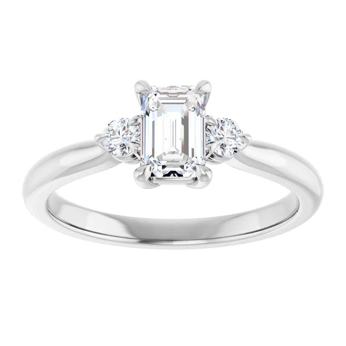Emerald Three-Stone Engagement Ring Semi-Mount - gallery - Series 123886