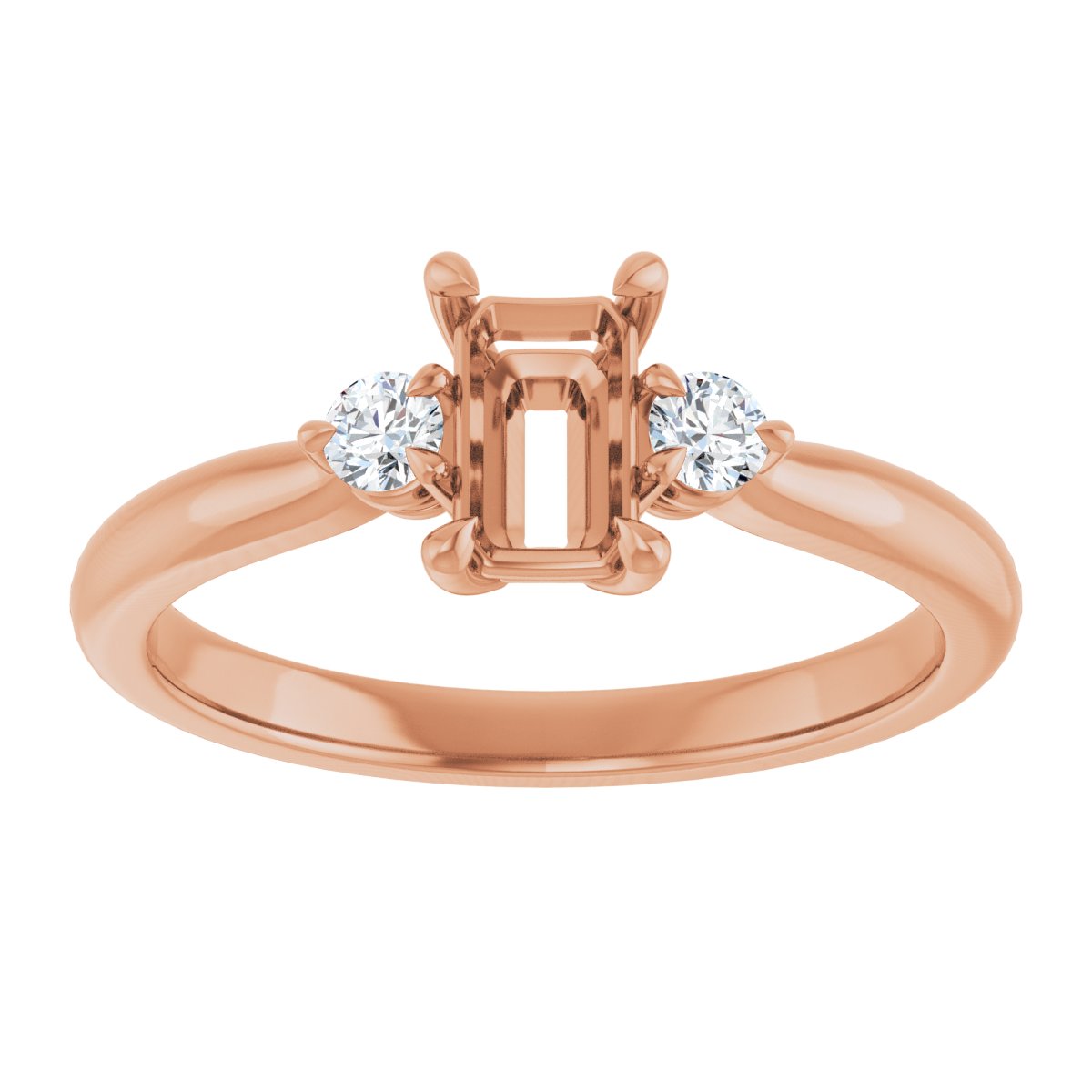 Emerald Three-Stone Engagement Ring Semi-Mount - gallery - Series 123886