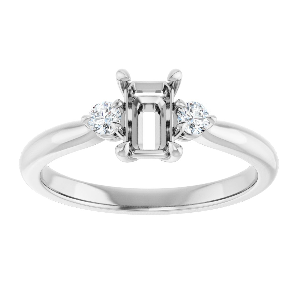Emerald Three-Stone Engagement Ring Semi-Mount - gallery - Series 123886