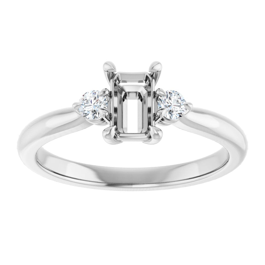 Emerald Three-Stone Engagement Ring Semi-Mount - gallery - Series 123886