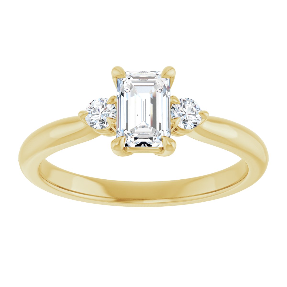 Emerald Three-Stone Engagement Ring Semi-Mount - gallery - Series 123886