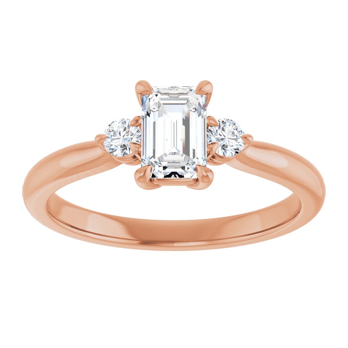 Emerald Three-Stone Engagement Ring Semi-Mount - gallery - Series 123886