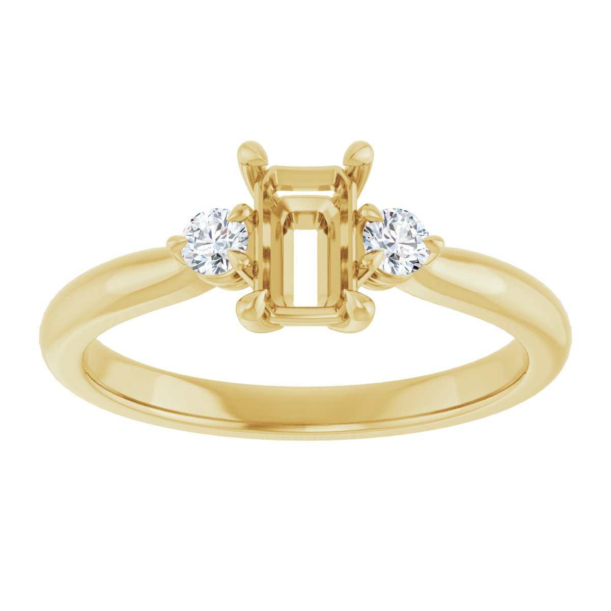 Emerald Three-Stone Engagement Ring Semi-Mount - gallery - Series 123886