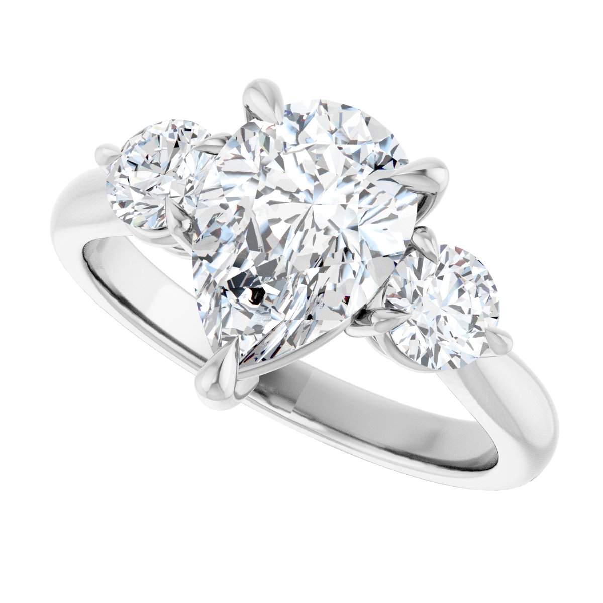 Pear Three-Stone Engagement Ring Semi-Mount - gallery - Series 123886