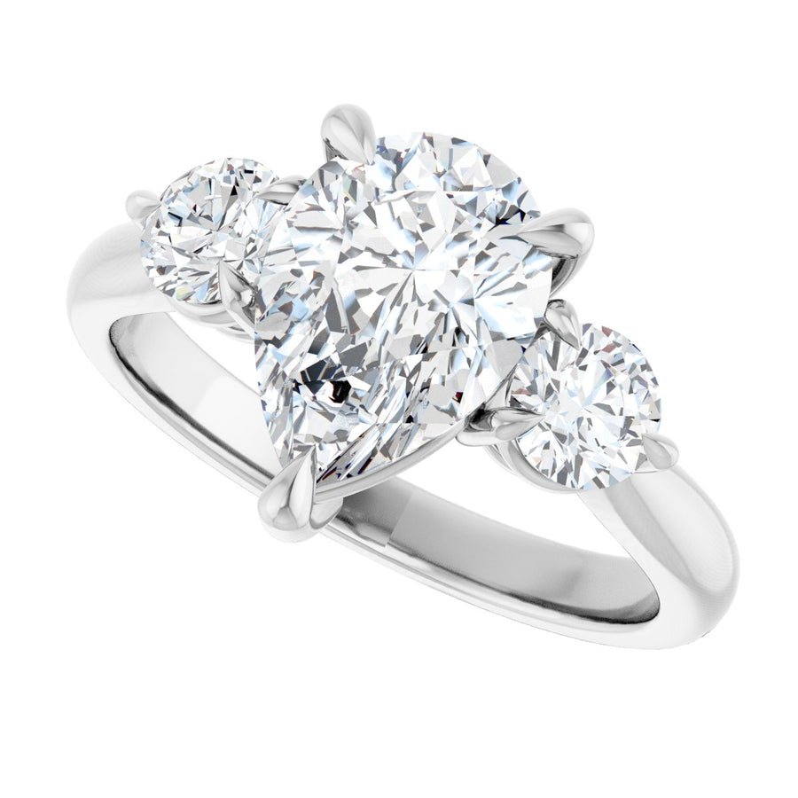 Pear Three-Stone Engagement Ring Semi-Mount - gallery - Series 123886