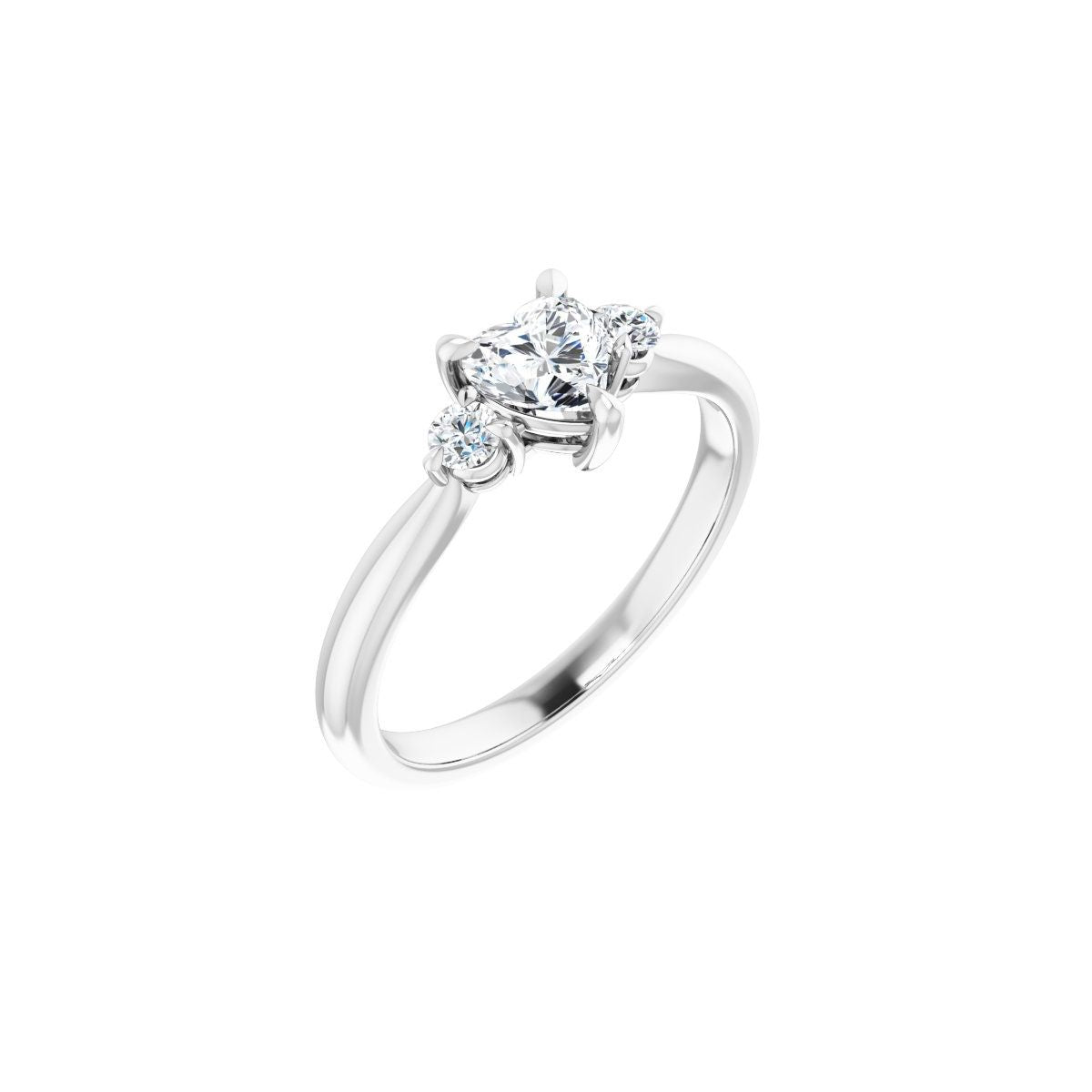 Natural Diamond Heart Three-Stone Engagement Ring Semi-Mount - Platinum - Series 123886