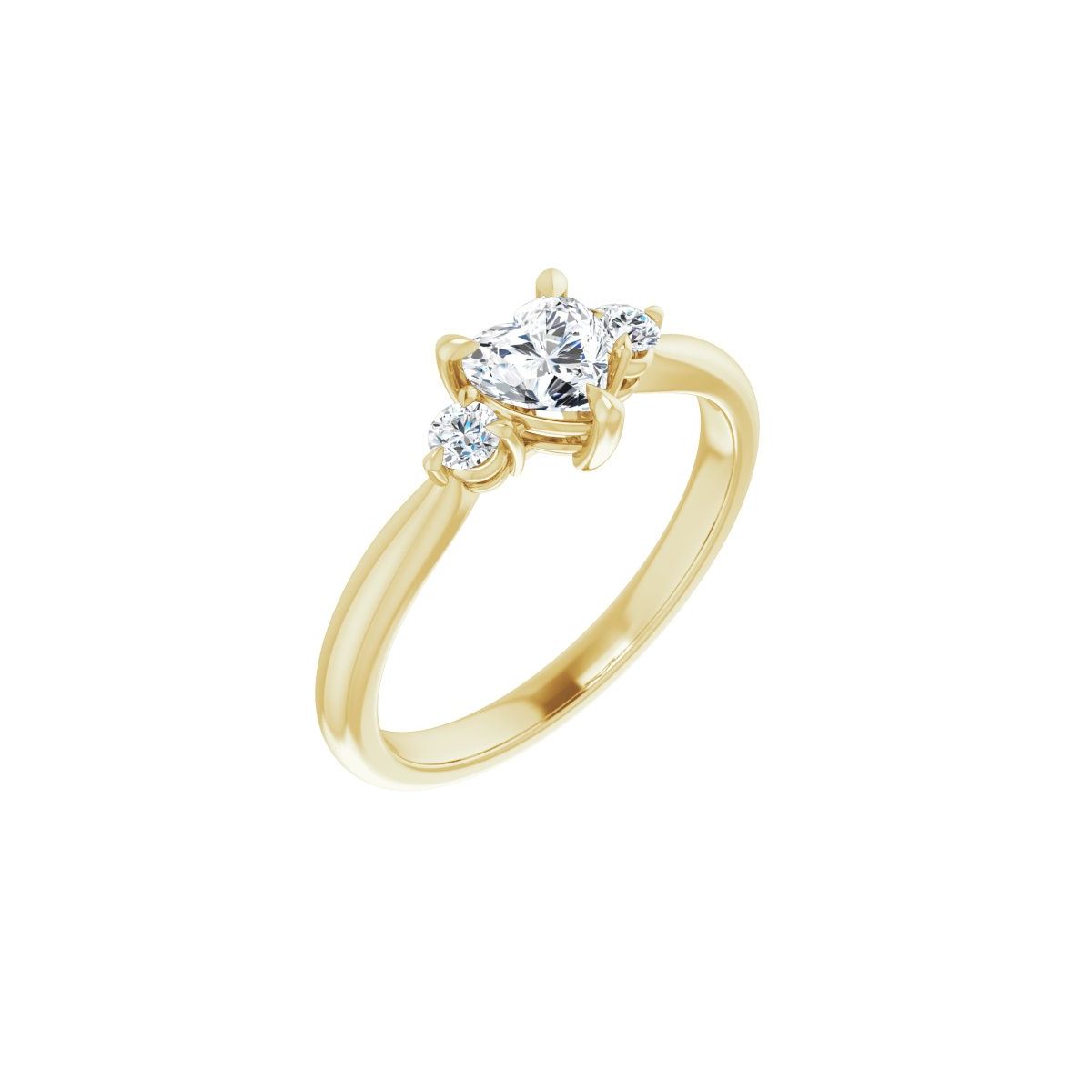 Natural Diamond Heart Three-Stone Engagement Ring Semi-Mount - 14K Yellow Gold - Series 123886
