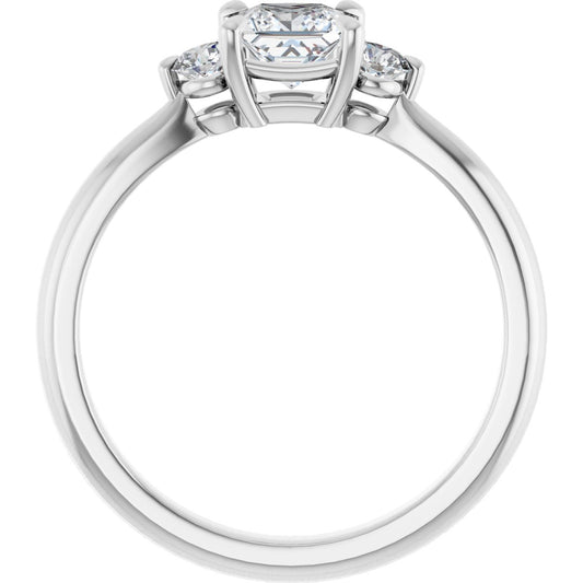 Square Three-Stone Engagement Ring Semi-Mount - gallery - Series 123886
