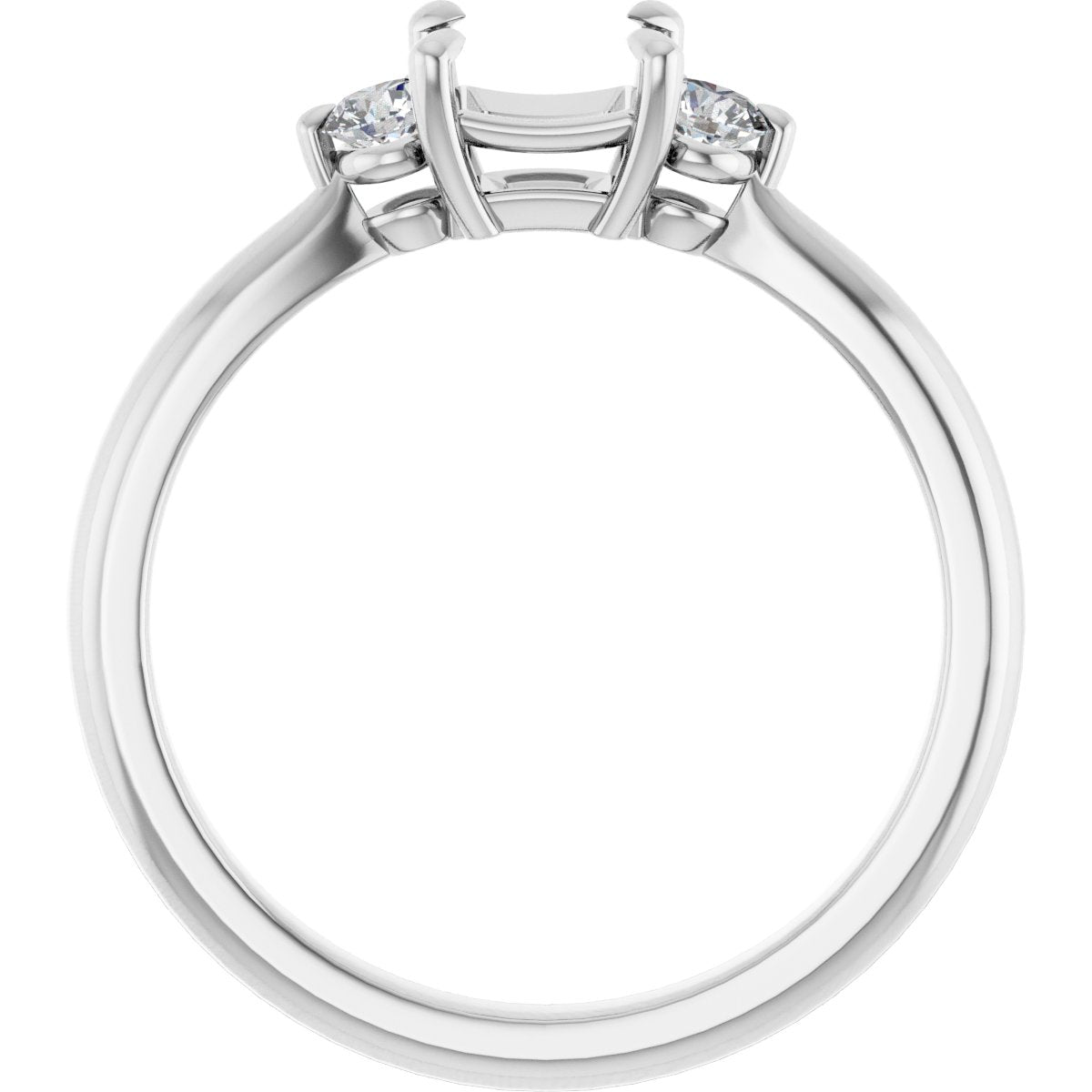Square Three-Stone Engagement Ring Semi-Mount - gallery - Series 123886