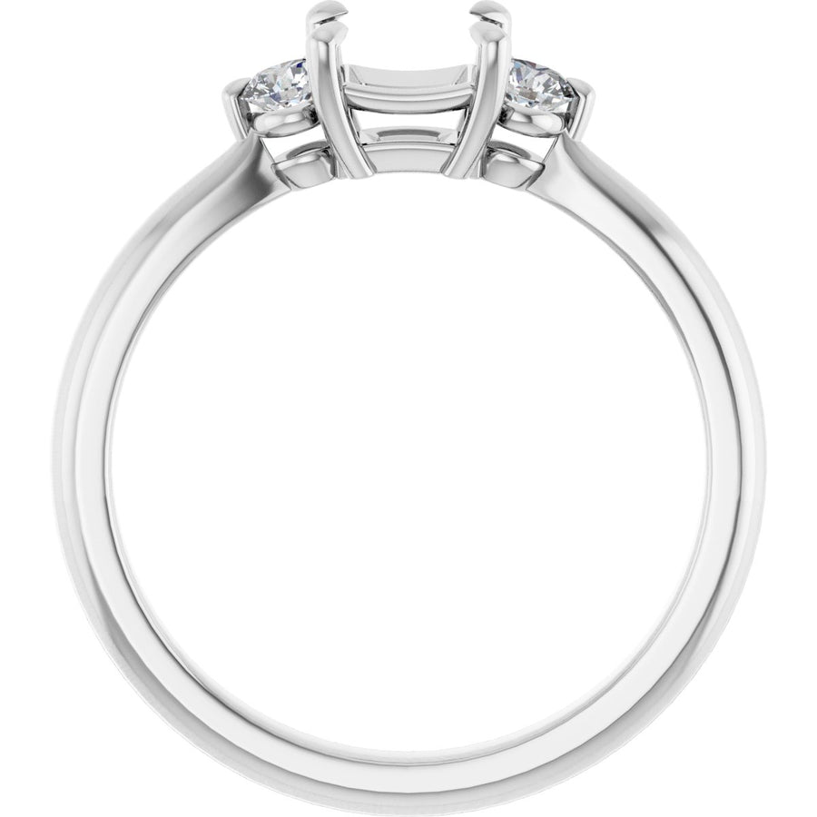 Square Three-Stone Engagement Ring Semi-Mount - gallery - Series 123886