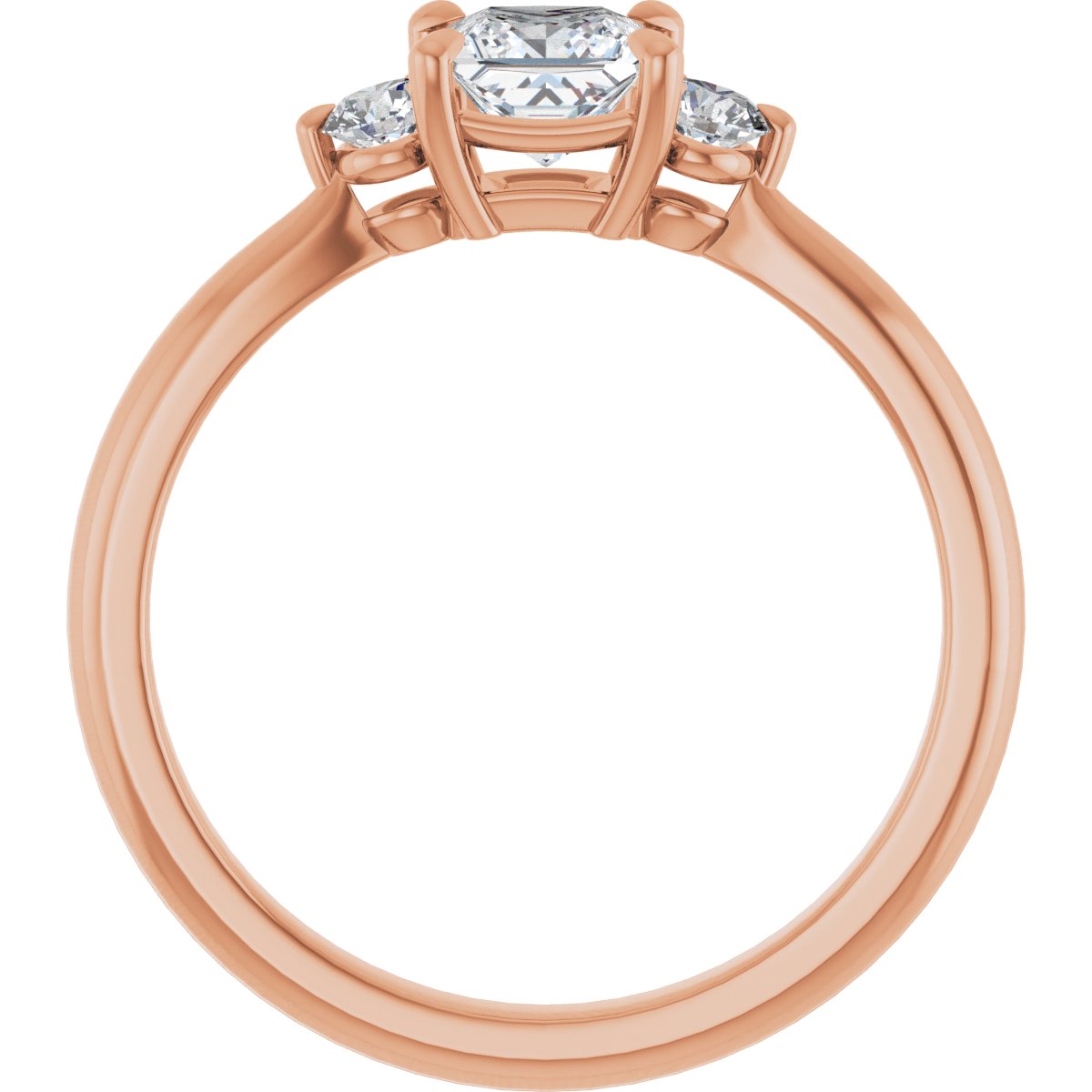 Square Three-Stone Engagement Ring Semi-Mount - gallery - Series 123886