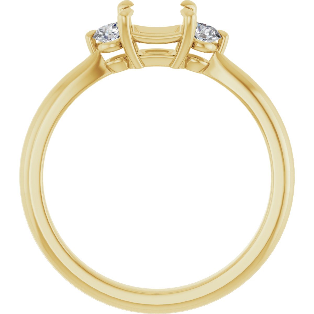 Square Three-Stone Engagement Ring Semi-Mount - gallery - Series 123886