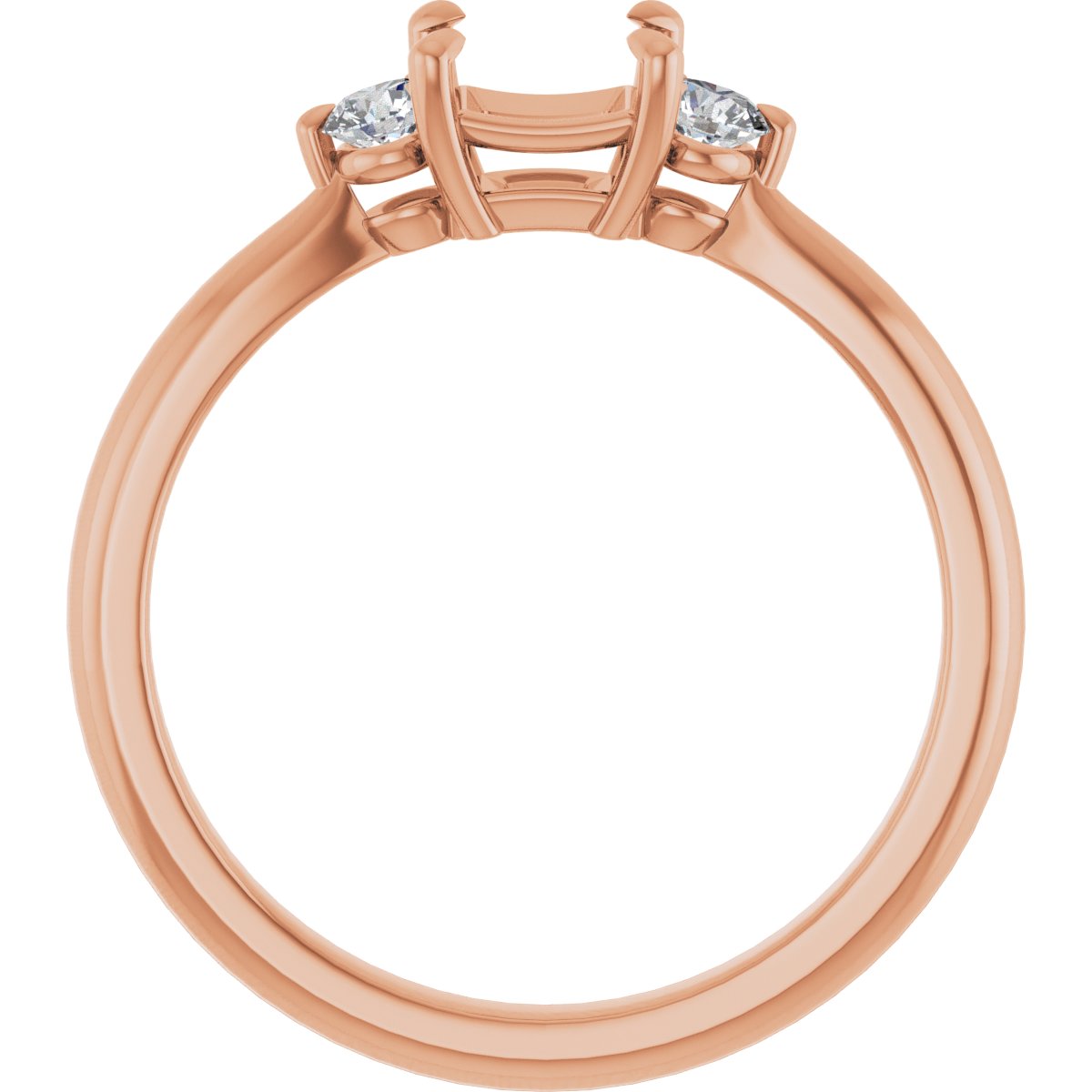 Square Three-Stone Engagement Ring Semi-Mount - gallery - Series 123886