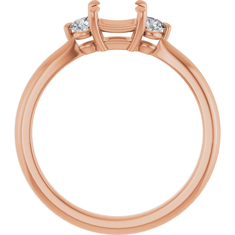 Square Three-Stone Engagement Ring Semi-Mount - gallery - Series 123886