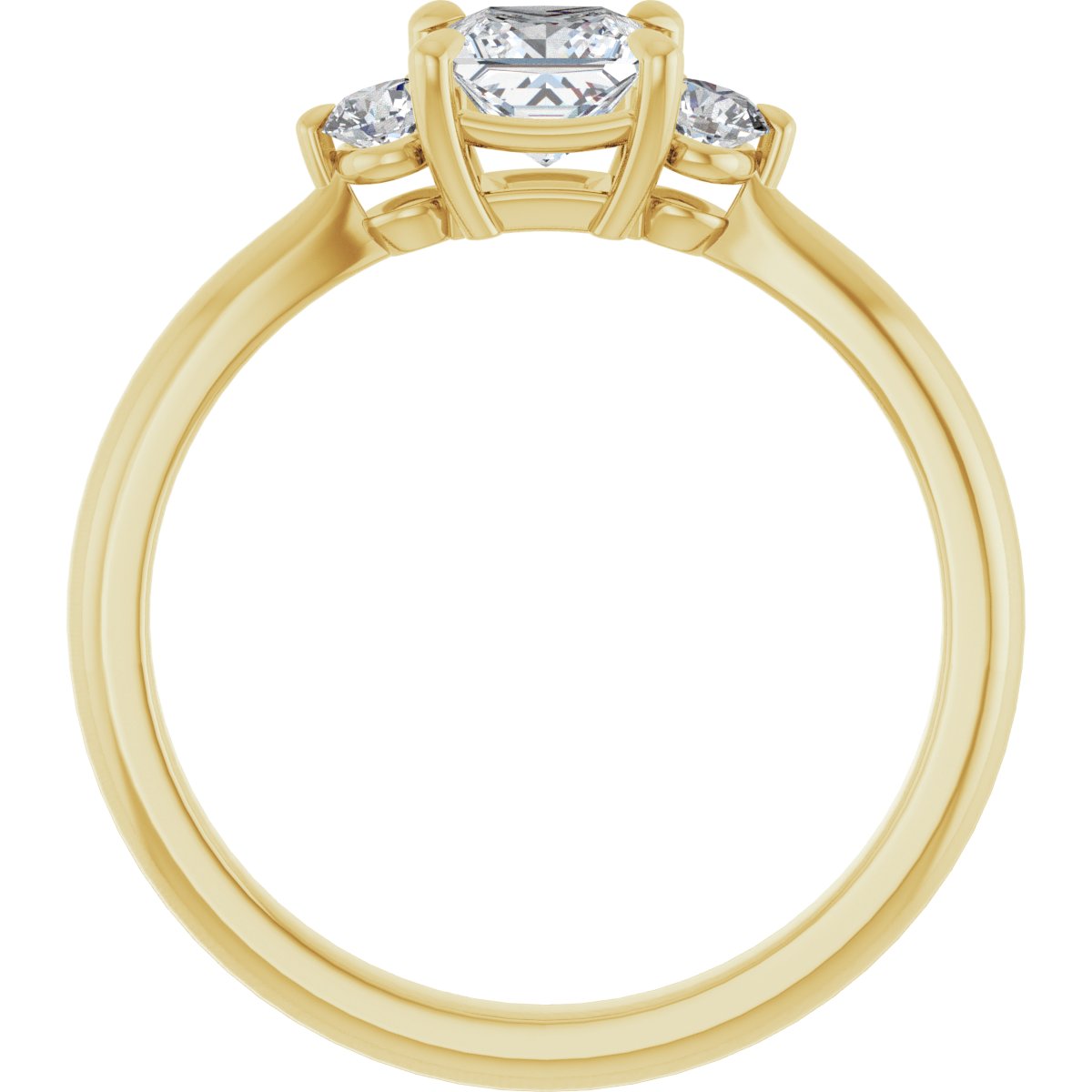 Square Three-Stone Engagement Ring Semi-Mount - gallery - Series 123886