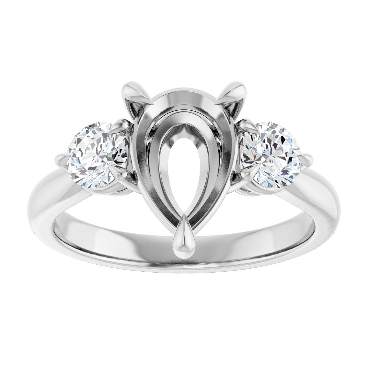 Pear Three-Stone Engagement Ring Semi-Mount - gallery - Series 123886