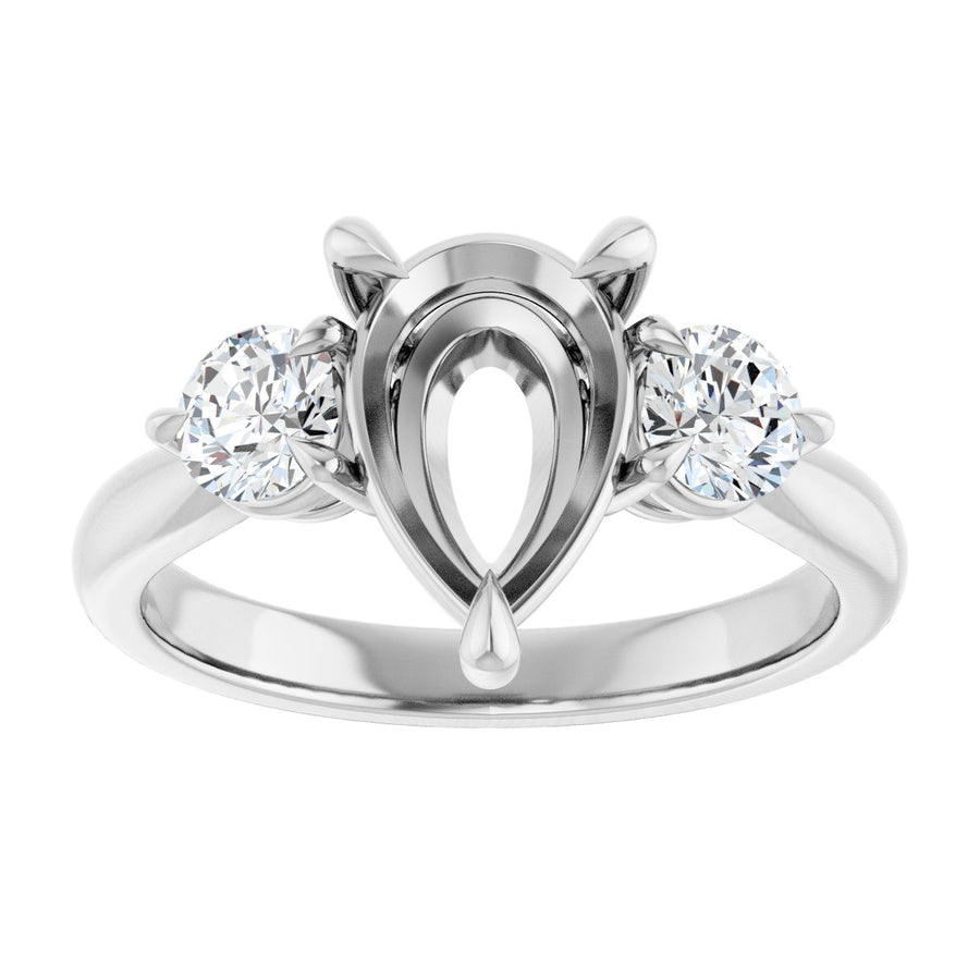 Pear Three-Stone Engagement Ring Semi-Mount - gallery - Series 123886