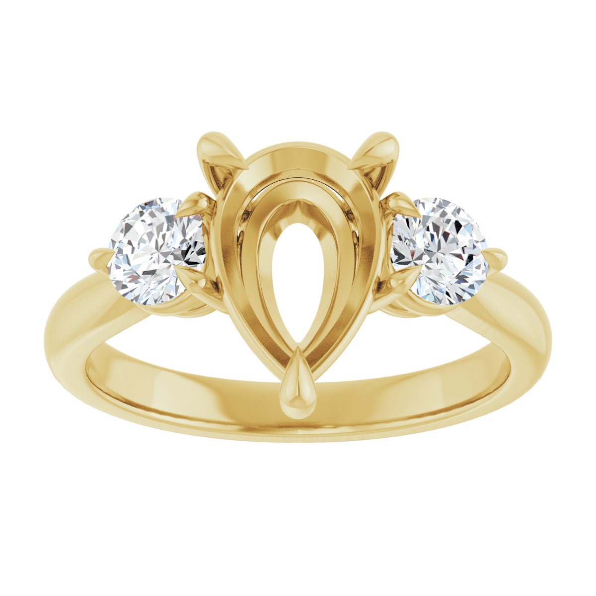 Pear Three-Stone Engagement Ring Semi-Mount - gallery - Series 123886