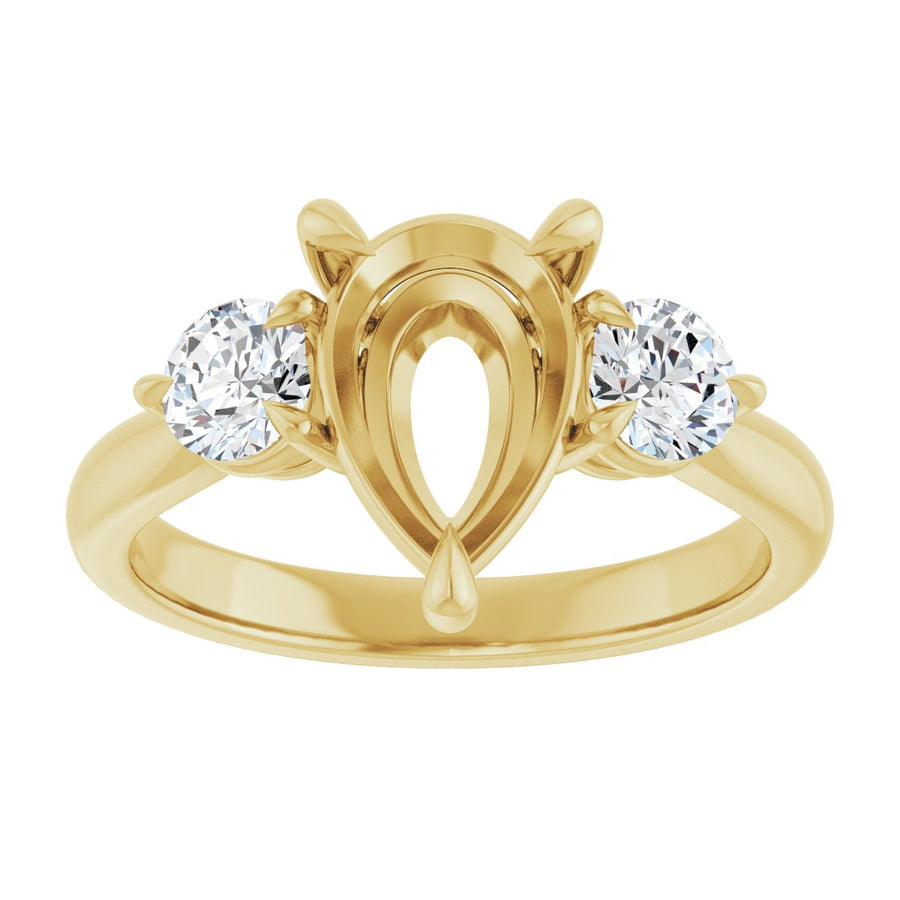 Pear Three-Stone Engagement Ring Semi-Mount - gallery - Series 123886