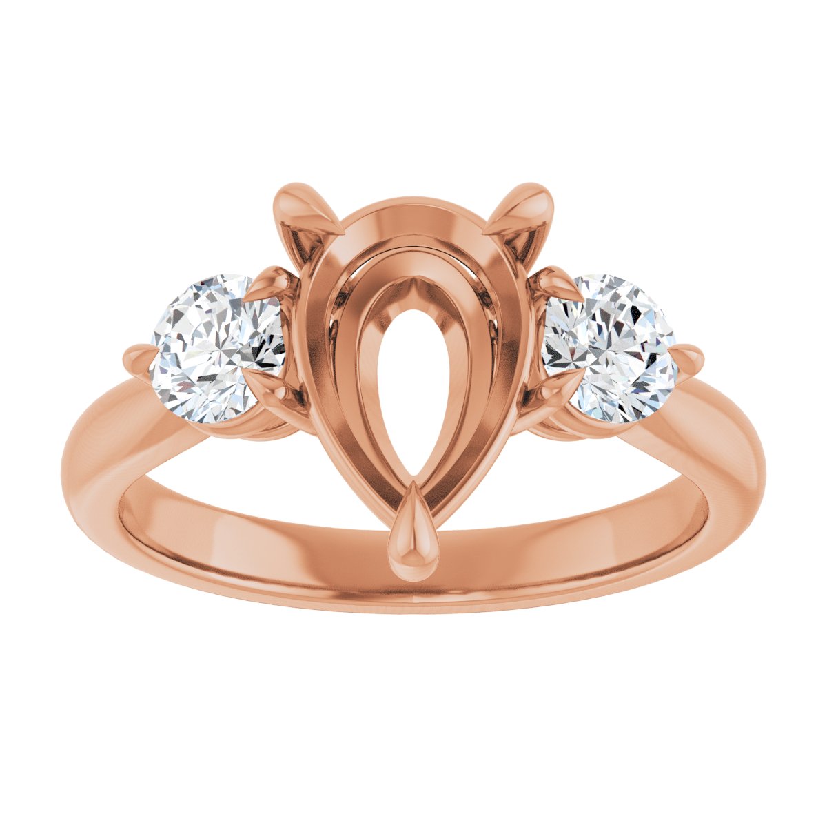 Pear Three-Stone Engagement Ring Semi-Mount - gallery - Series 123886